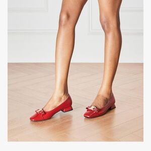 C. Paravano Elegant Red Low  Heels with Leather Finish and Bow